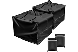 Patelai 2 Pcs Outdoor Patio Cushion Storage Bags, 32 x 32 x 24'' 105 Gallon Moving Bags with Zipper Handles Waterproof Oxford for Christmas Tree Picnic Patio Furniture Pillow Storage (Black)