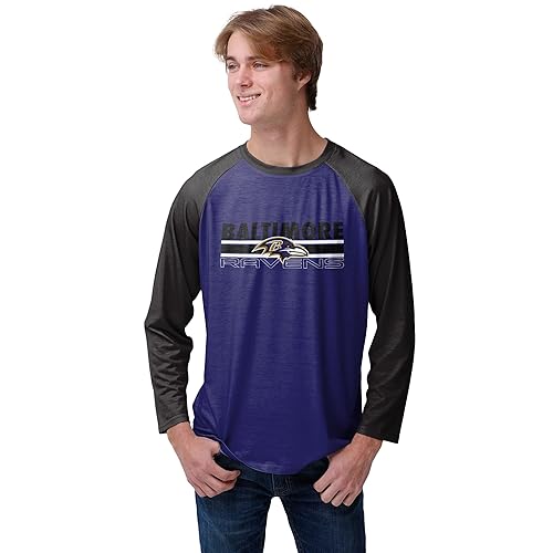 FOCO Baltimore Ravens NFL Mens Colorblock Wordmark Raglan T-Shirt