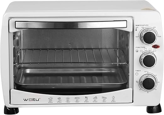 Woltu Bf09ws Mini Backofen 20 Liter Pizzaofen Glastur Mit Backblech Mit Timer 100 250 C 1400 Watt Weiss Amazon De Elektro Grossgerate