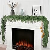 12 FT 2 Pcs 6 Ft Artificial Norfolk Pine Christmas Garlands, Realistic Winter Pine Garland, Green Artificial Greenery Garland for Mantle, Wall, Table,Fireplace,Indoor, Outdoor Christmas Decorations