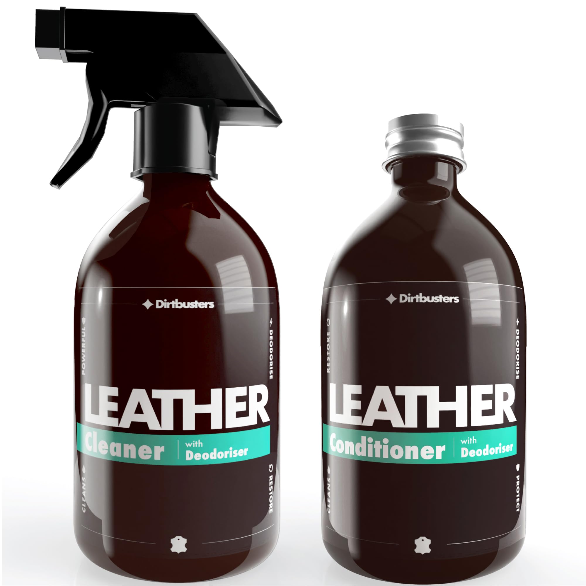 Dirtbusters Leather Cleaning And Conditioner Kit, Clean, Protect, Condition, Restore & Deodorise Leather Sofas, Furniture, Shoes, Bags, Car Seats, Saddles & Tack (2x500ml)
