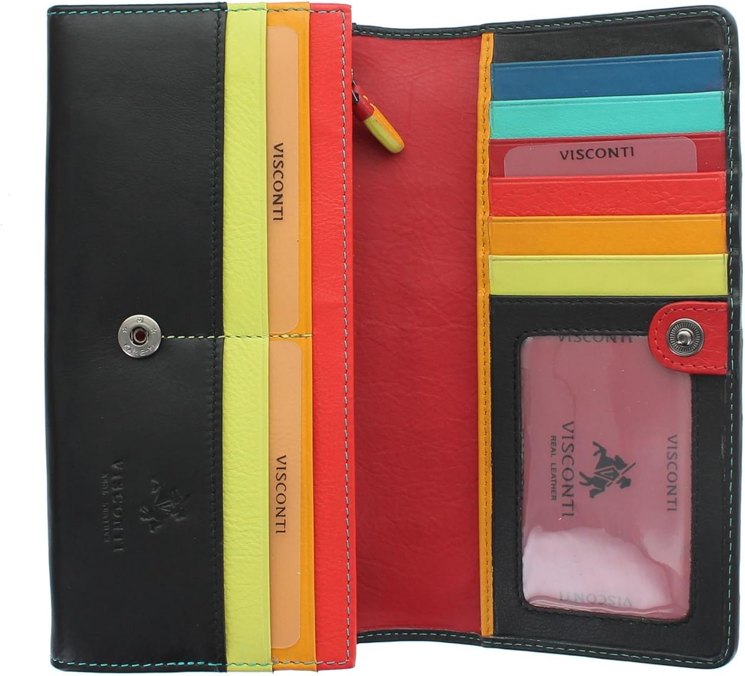 VISCONTI Santorini Collection KOS Leather Purse with RFID Protection STR4 Black Multi - Image 4