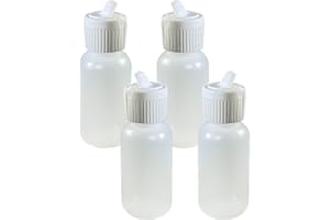 510 Central Boston Round LDPE Plastic Bottle Flip Top Pour Spout Cap 30mL (1oz, 4 Pack) Made in USA