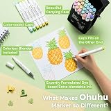 Ohuhu 72 Color Alcohol Markers Brush Tip Set AP Certified Refillable Dual Tips view 8
