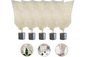 LARNORJE Plant Covers Freeze Protection – 35" × 50" Reusable Plant Protector Bag with Drawstring and Zipper for Plants Trees Shrub, Frost Jacket Warm Blanket for Freeze Frost Protection Season Extension