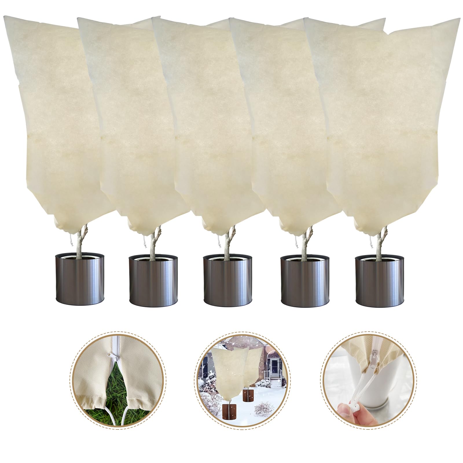 Photo 1 of Plant Covers Freeze Protection – 35" × 50" Reusable Plant Protector Bag with Drawstring and Zipper for Plants Trees Shrub, Frost Jacket Warm Blanket for Freeze Frost Protection Season Extension