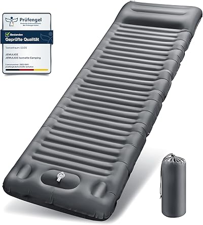 JEMULICE Isomatte Camping, 12CM Ultradicke Camping Luftmatratze mit Fußpumpe, Aufblasbare Matratze Kleines Packmaß, Ultraleichte Wasserdicht Outdoor Campingmatte Schlafmatte für Wandern, Zelt