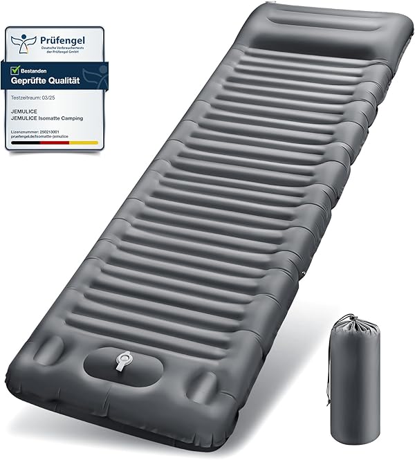 JEMULICE Isomatte Camping, 12CM Ultradicke Camping Luftmatratze mit Fußpumpe, Aufblasbare Matratze Kleines Packmaß, Ultraleichte Wasserdicht Outdoor Campingmatte Schlafmatte für Wandern, Zelt