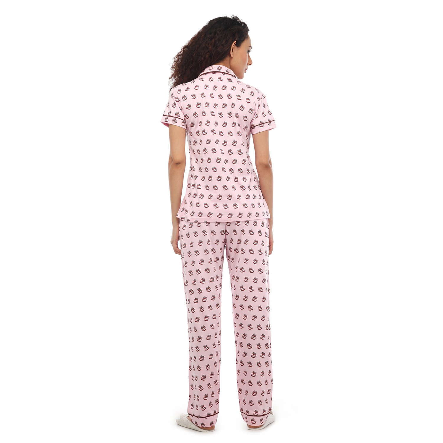 nite flite nutella all over pink cotton pajama set