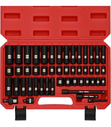 Coffret 50 Douilles à Choc 1/4" - Métrique Et SAE - Acier Chrome Vanadium