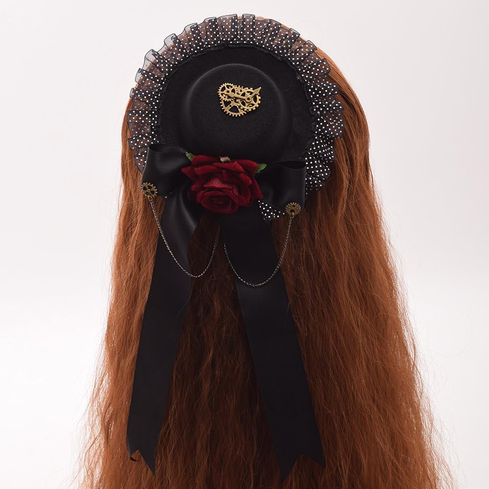 GRACEART Steampunk Mini Top Hat Headwear Small Victorian Halloween Headdress Accessory, B - Image 5