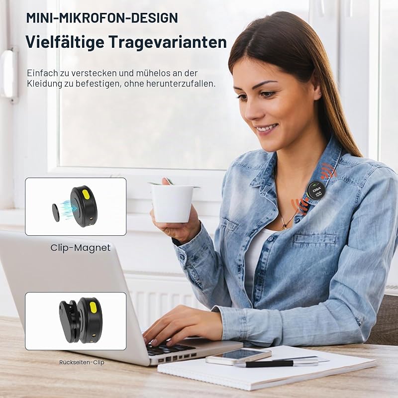 Lavalier Mikrofon Wireless für iPhone15/16 und Android, Mini Ansteckmikrofon kabellos Mikrofon mit 40-Stunden Ladefach, Kabellos Handy Microphone Plug-Play für Interviews, Podcasts Vlog (Type C)