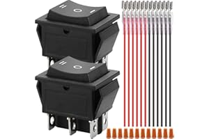 DKARDU Rocker Switch 6 Pin 3 Position ON/Off/ON Polarity Reverse Motor Control 16A 250VAC DPDT Toggle Switch for Car Auto Boa