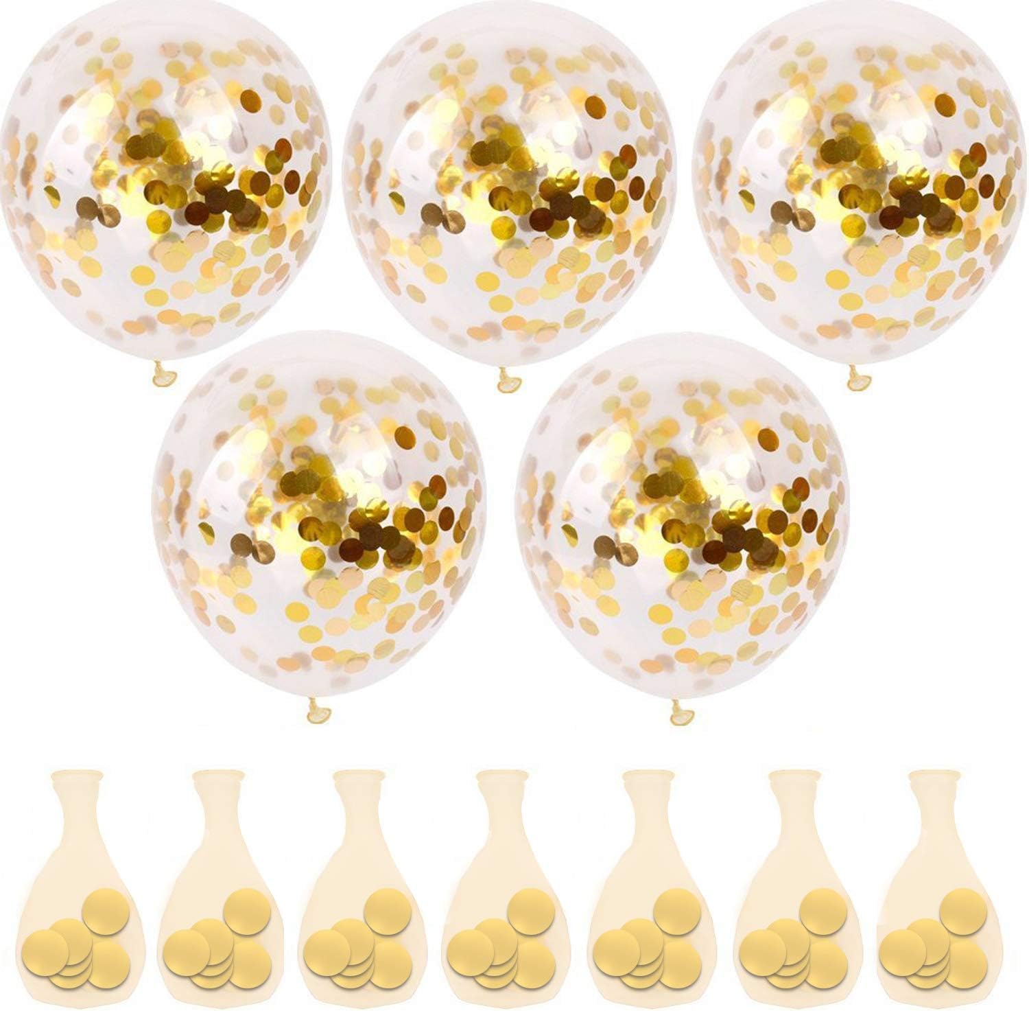 Gold Confetti Balloons, 50 pcs 12 Inch Latex Party Balloon with Golden Confetti for Birthday Wedding Engagement Party Decorations - Image 3