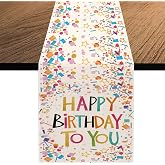 Happy Birthday Table Runner,Spring Summer Holiday Dining Table Runners for Home Party D&eacute;cor 13x70 Inch