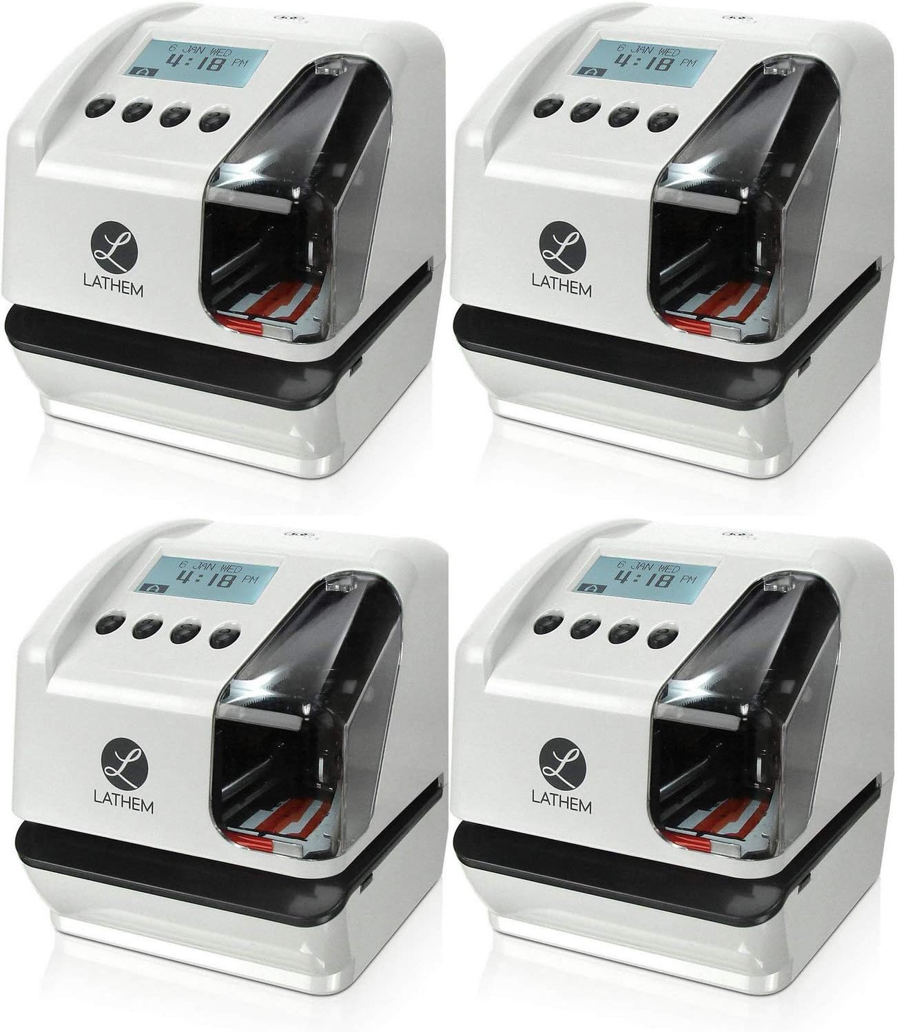 Lathem LT5000 Electronic Multi-Line Time, Date and Numbering Document Stamp, Can Be Wall Mounted (Screws Included) (LT5000) (Pack 4)