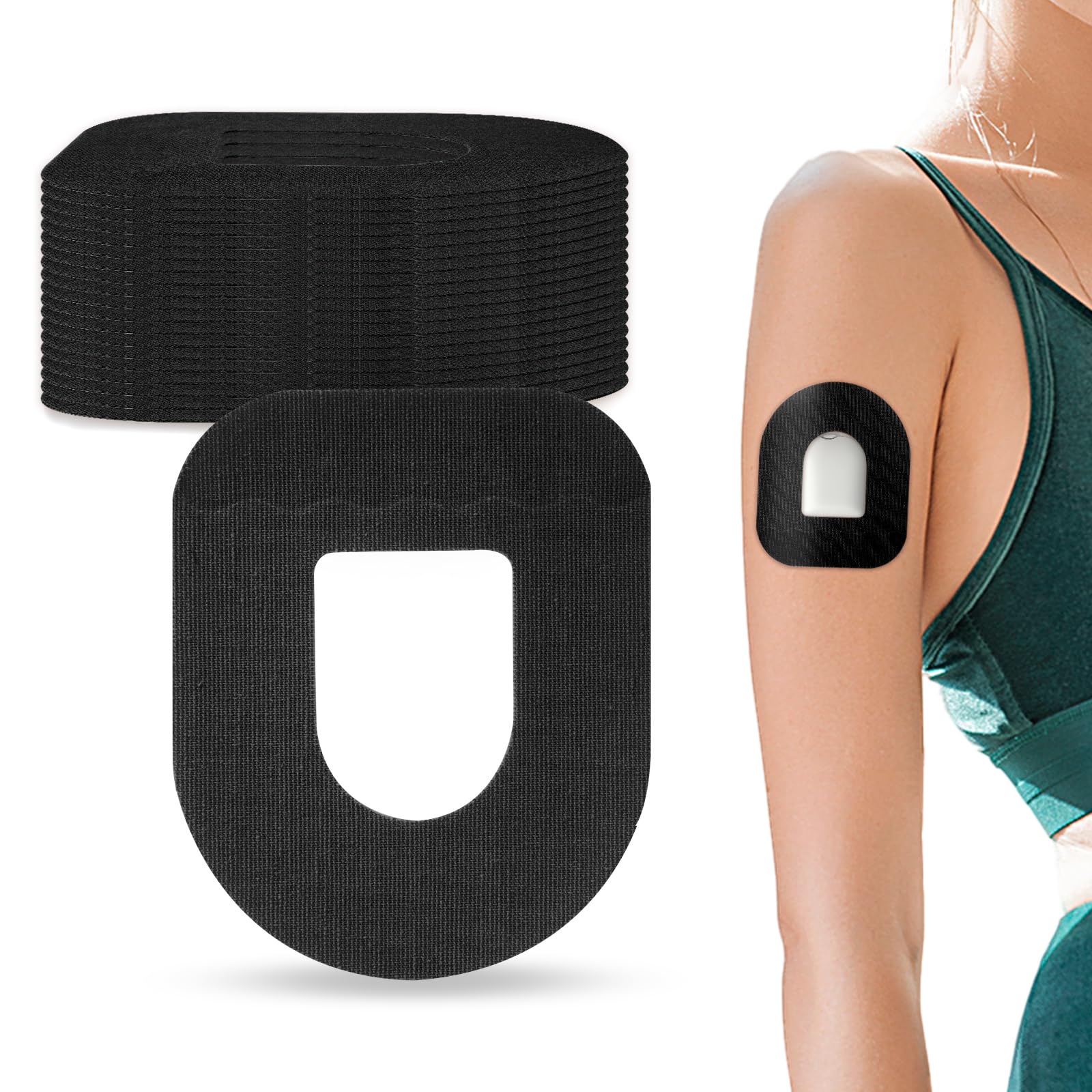 20 Packs Omnipod 5 Patches Waterproof - Omnipod 5 Cover, Glucose Monitor Patch, Omnipod 5 Overpatches YOUSHARES (Black)