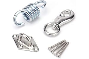 Tebery 500 LB Capacity Hammock Chair Ultimate Hanging Kit - Premium Stainless Steel Hammock Spring, Swivel Hook, and Ceiling Hammock Mount (with 4 Stainless mounting Screws)