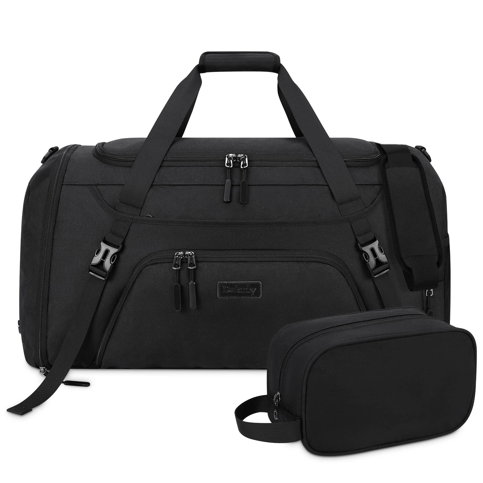 Gym Duffle Bag for Women Men 40L Waterproof Sports Travel Duffel Bags with Shoe Compartment,Wet Pocket Large Weekender Overnight with Toiletry Bag,Black