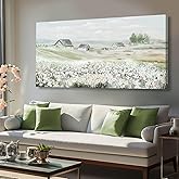 Large Framed Wall Art for Living Room - Grassland Landscape Home Wall Decor - Vintage Neutral Canvas Pictures for Bedroom 29"x 58" Office Wall Hanging
