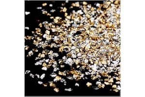 CMIDY Crushed Glass Irregular Metallic Chips Sprinkles Chunky Glitter Gold & Sliver Plated 100g 2-4mm for Nail Arts Craft DIY Vase Filler Epoxy Resin Mold Jewelry Making Decoration (Gold&Sliver, 2-4mm)