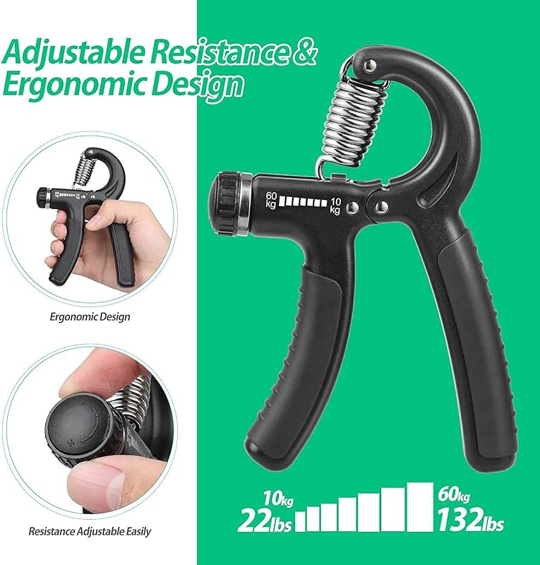 Lot de 2 Hand Grip, Hand Grip Musculation, Résistance Réglable 22-132Lbs (10-60kg), Pince de Musculation Antidérapante, pour Athlètes et Exercices de Récupération de la Main