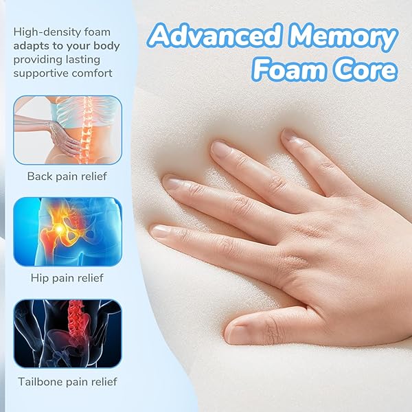 SYNNA SEAT CUSHION FOR OFFICE CHAIR AND CAR, ERGONOMIC L-SHAPE SEAT CUSHION WITH LUMBAR SUPPORT – PRESSURE RELIEF FOR BACK, HIP & TAILBONE PAIN, PERFECT FOR CAR, TRUCK & HOME