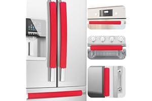 MRKG Refrigerator Door Handle Covers, Set of 6, Handle Covers for Fridge and Microwave Oven, Minimalist, Innovative, Keep Your Kitchen Appliance Clean from Smudges, Drips, Food Stains, Oil (Red)