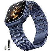 Bestig Compatible with Apple Watch Bands for Men Women 49mm 46mm 45mm 44mm 42mm(Series 3 2 1), Stainless Steel Metal Business Wristband Strap for iWatch Ultra Series 11 10 9 8 7 6 SE 5 4, Blue