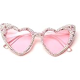ICARA Trendy Rhinestone Love Heart Sunglasses Retro Cat Eye Diamond Sun Glasses Funny Party Outdoor for Women Men