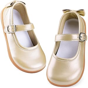 WateLves Toddler Girls Wide Ballet Flats Little Kids Mary Jane Dress Shoes | Little Girls Kids Ballerina Flats Bow Princess S