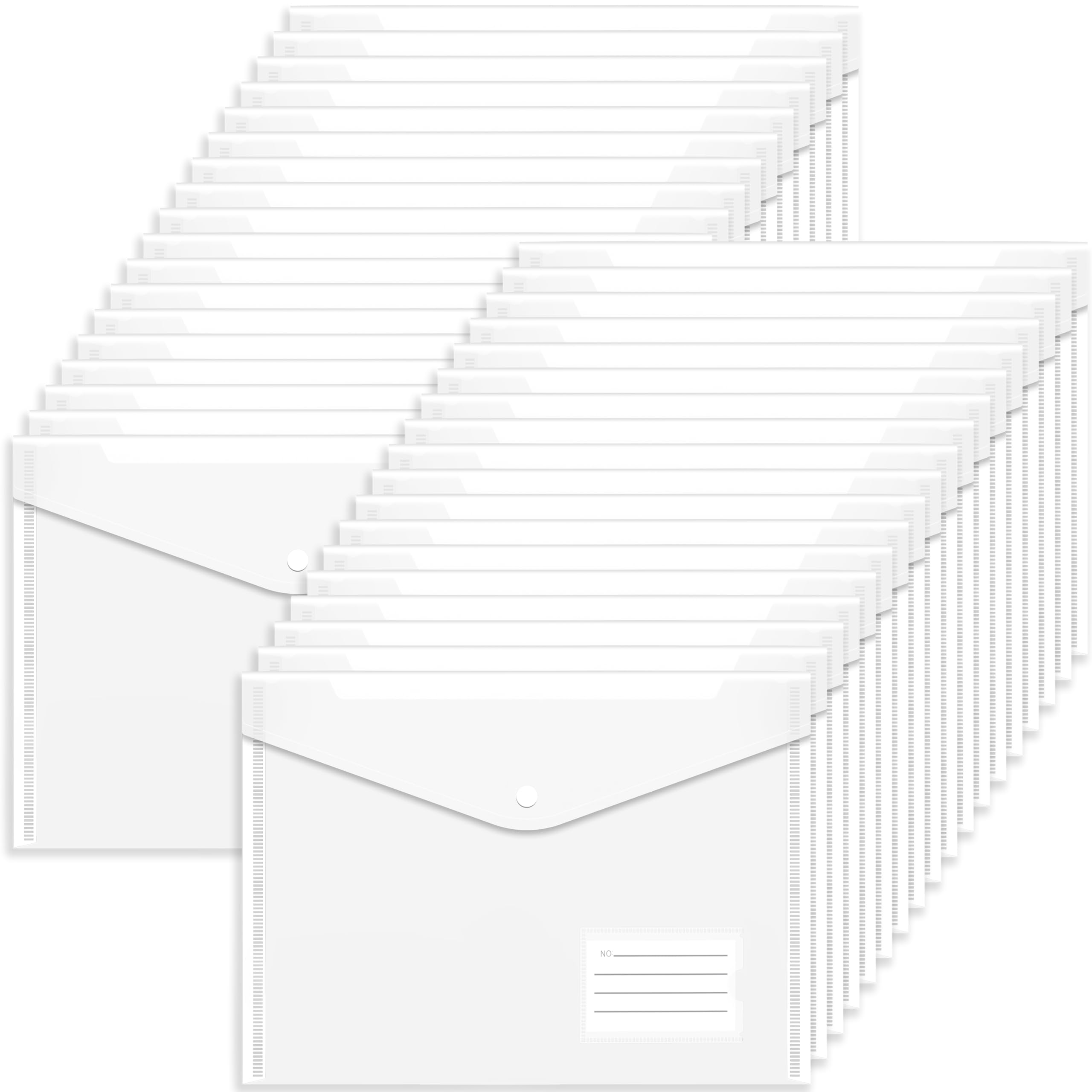 Clear Plastic Wallets A4 Document Folders - 36PCS Plastic Folders A4 Popper Wallets with Label Pocket and Button Snap