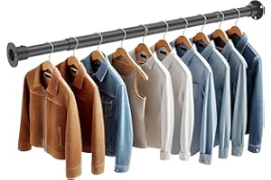 Adjustable Closet Rod 35-125 Inch - 1.3”Diameter Heavy Duty Closet Rods for Hanging Clothes - Simple Clothes Rod for Closet -