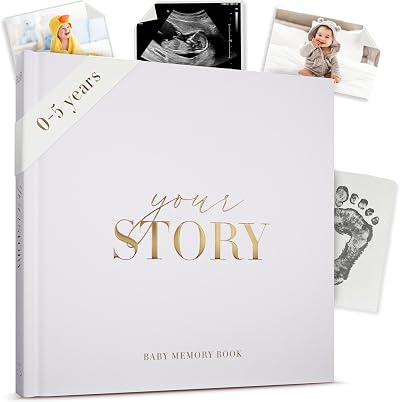 Bibi & Beau Baby Memory Book 136 Pages Birth to 5 Years Gold Foil Cover