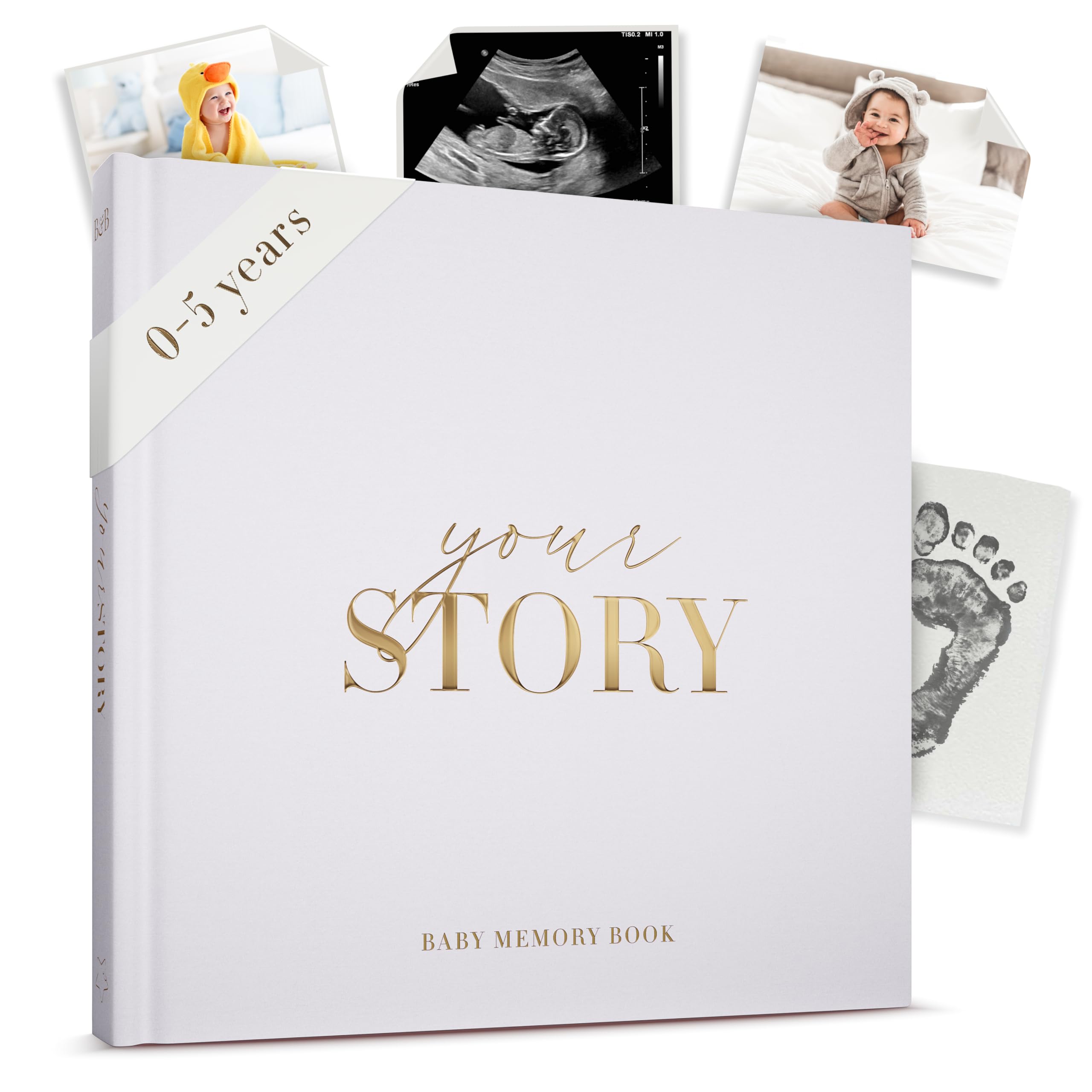 Baby Memory Book - Photo Journal for Boys or Girls | From Birth to Age 5 | New Baby Gift, Milestone Tracker, Scrapbook, Newborn Photo Album