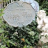 All Chic Outdoor Garden Signs Decorative Yard Sign Stakes Metal Hanging Sign Rustic Outdoor Decor 26.4" x 15.8" Includes Stakes and Hanging Chain