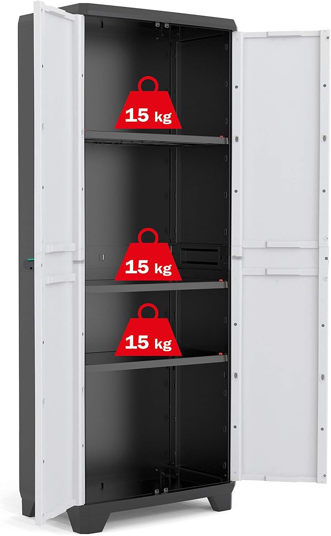 Kis 9724000 0616 02 Armoire Haute Linear Gris Clair Noir Plastique 68 X 39 X 173 Cm Amazon Fr Cuisine Maison