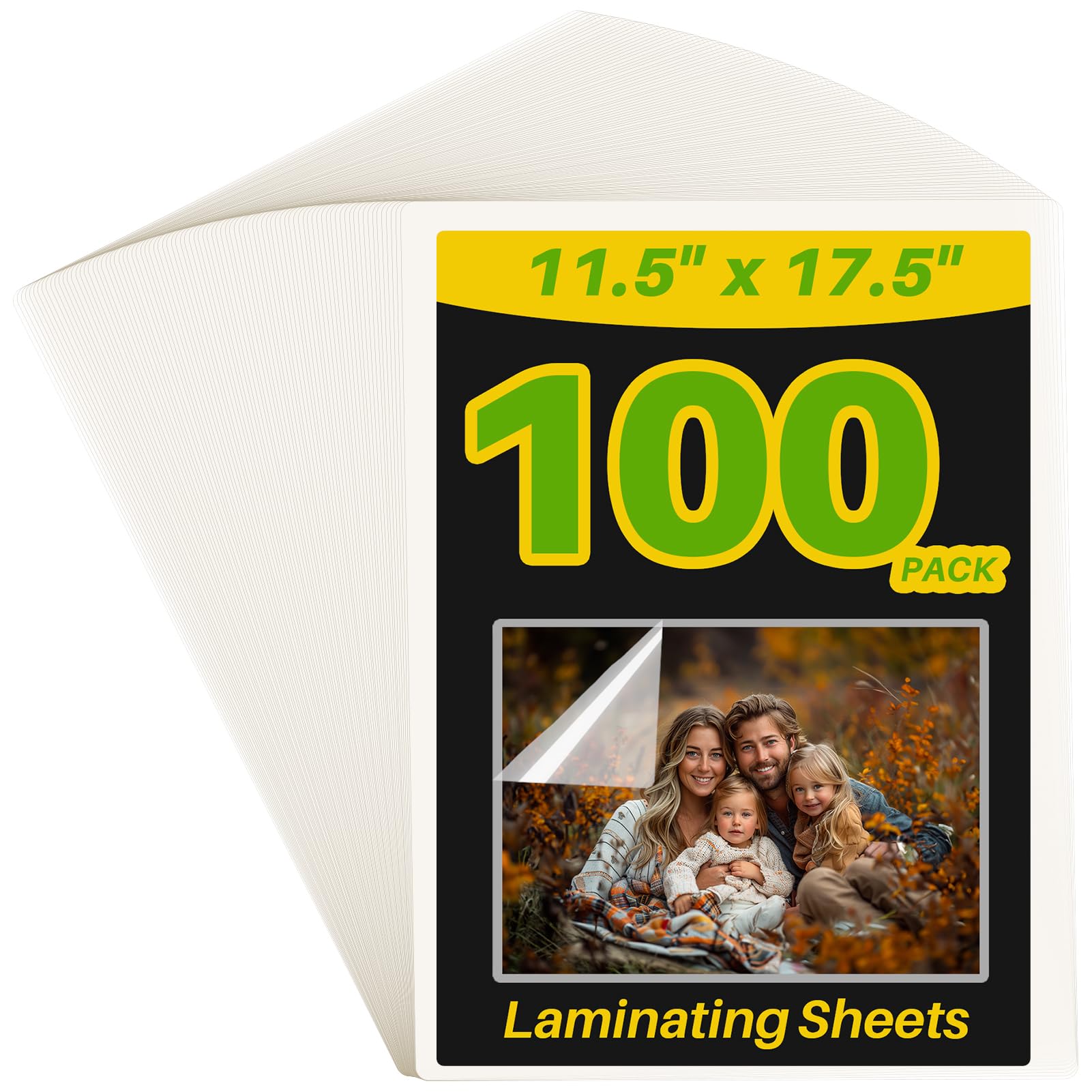 Photo 1 of Calenzana 100 Pack Laminating Sheets 11.5x17.5 Inch, 3 Mil Clear Thermal Laminating Pouches Hold 11x17 inch Sheets, Lamination Sheet Paper for Business Card Photo and Sticker