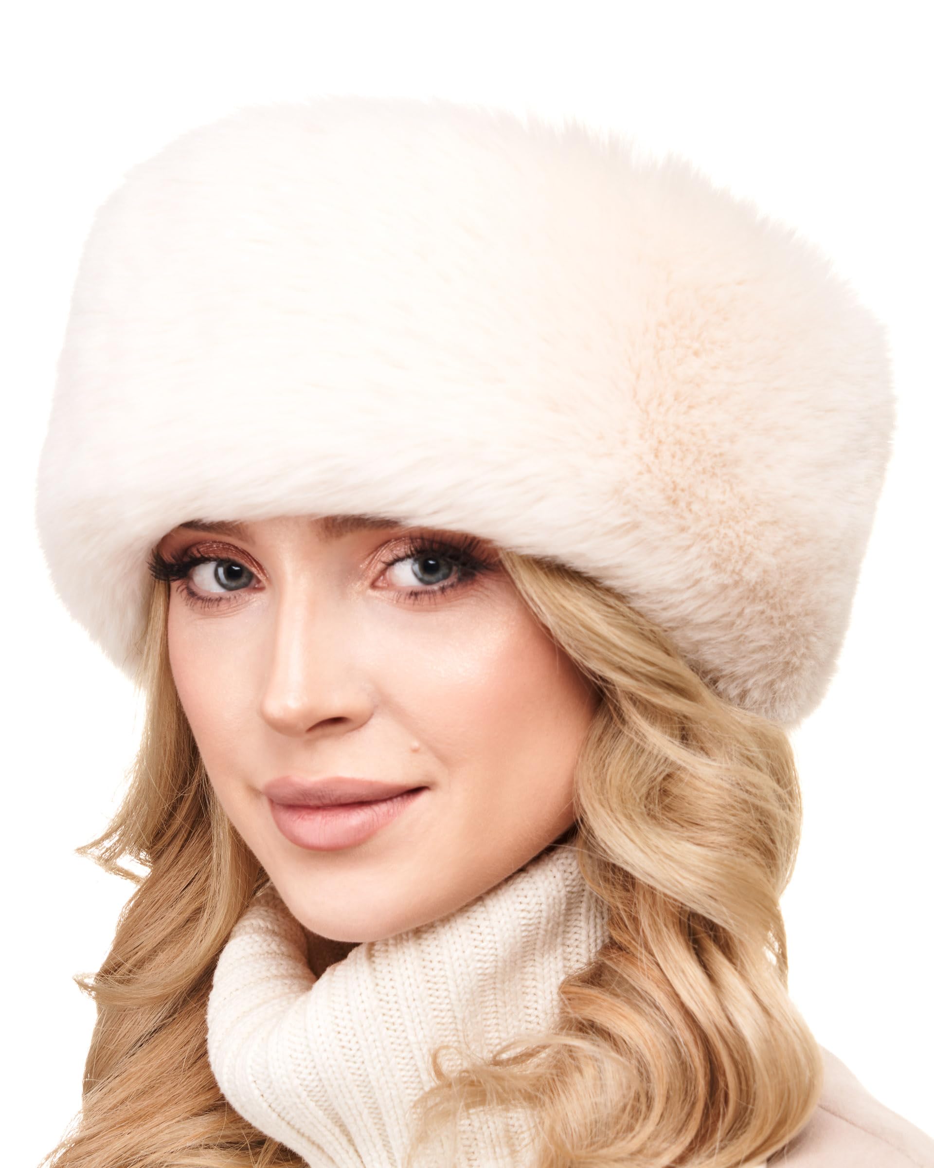Futrzane Modern Headband - Ladies Winter Fur Headbands - Soft Russian Ear Warmer - Size XL (Ecru Long Modern) โ image 1