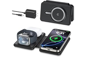KNILD Wireless Charger iPhone - 3 in 1 Charging Station for Apple Devices for iPhone 16 15 14 13 12 Pro Max Plus - Foldable Magnetic Charging Pad for Apple Watch Series & Airpods Series
