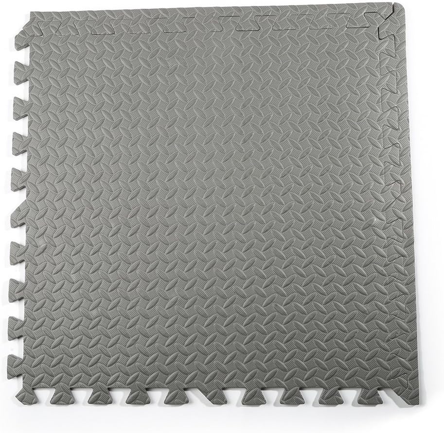 Blackpoolal 60CM * 60CM Waterproof Interlocking Soft Eva Foam Mats Pads Room Garage Floor Tiles Mat Set Kids Baby Play Puzzle Yoga Fitness Gym Exercise Mats 8/12/16 PCS Grey/Black