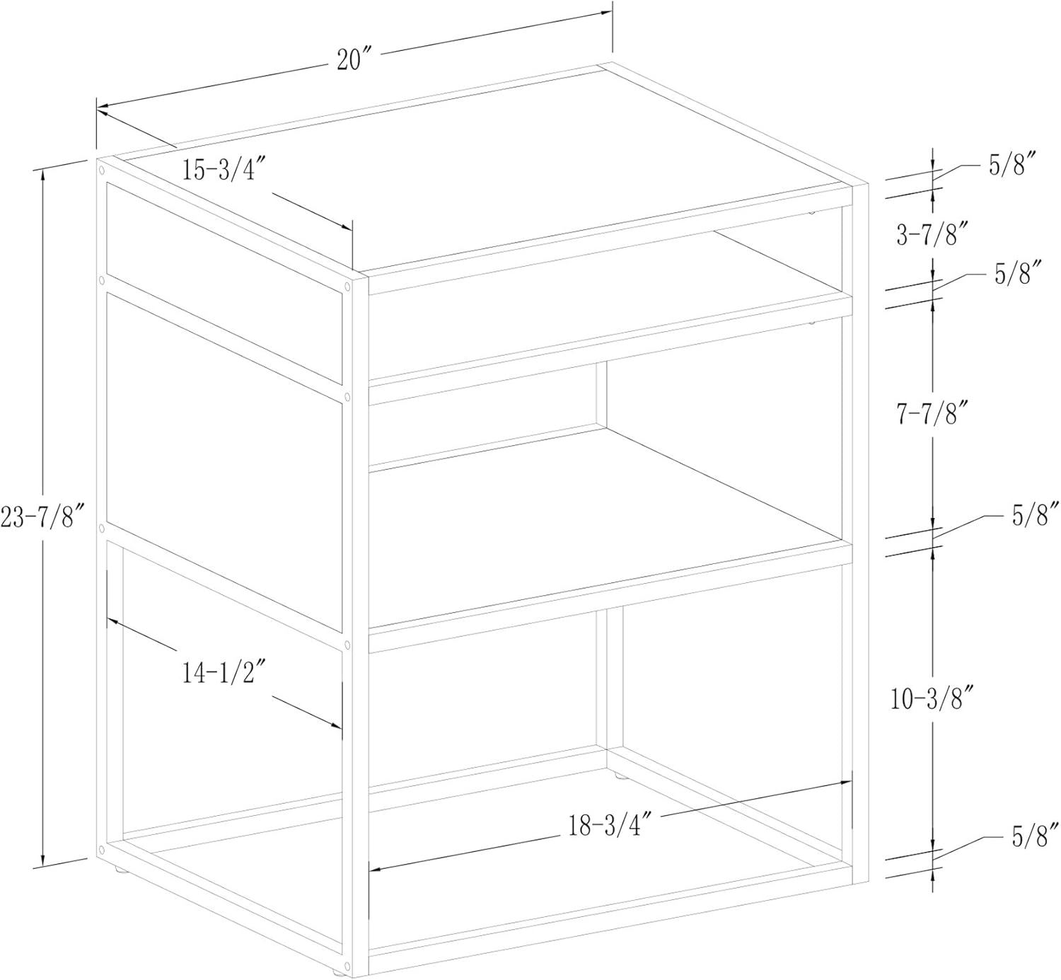 Walker Edison Industrial Modern Metal Frame Wood Rectangle Side Accent Set Living Room Storage Shelf End Table, Dark Walnut: Furniture & Decor