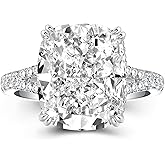 Pzokooi 5.0CT Cushion Cut Engagement Ring for Women, Split Shank CZ Simulated Diamond 925 Sterling Silver Promise Ring