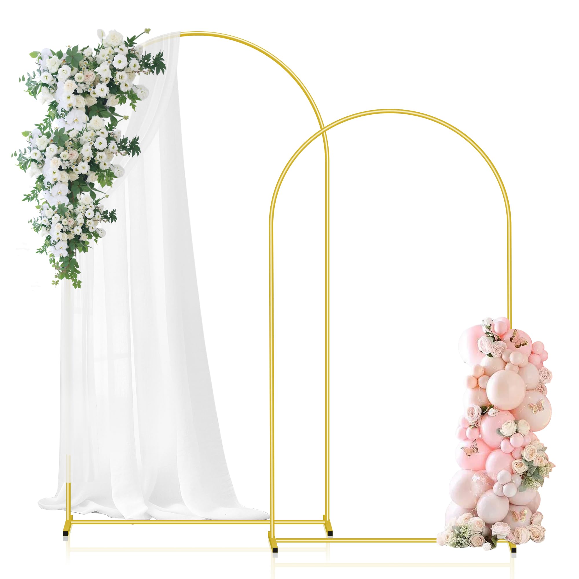 Photo 1 of 7.2FT+6.6FT Sturdy Metal Wedding Arch Backdrop Stand - Gold 2-Piece Wedding Arch Frame Set for Ceremonies, Birthdays, Graduations & Baby Showers Decor