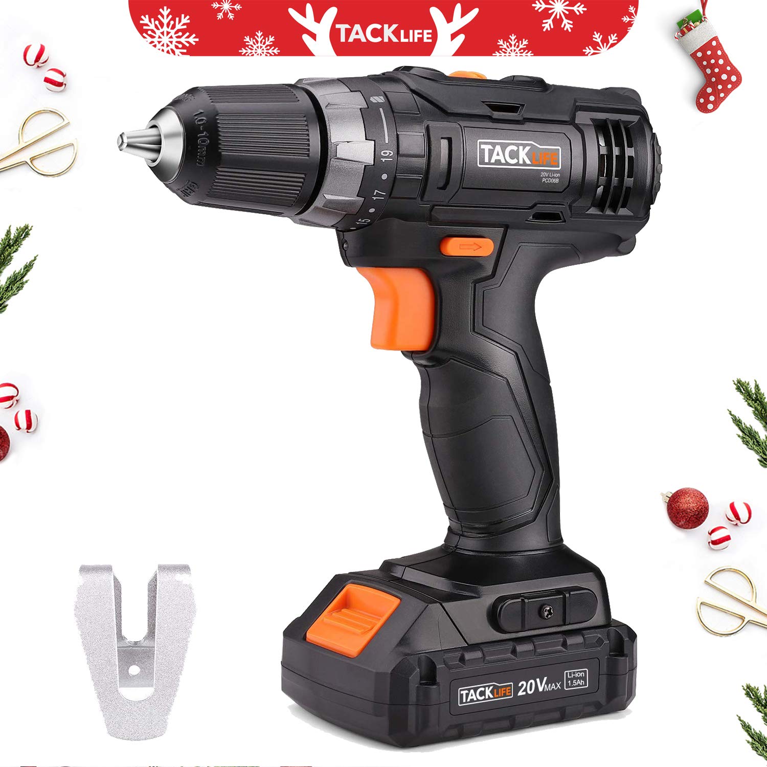 Tacklife PCD06B 20V MAX LithiumIon 3/8" Cordless Drill Driver, 2Speed