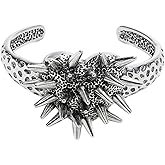 YWMAN Goth Spiked Heart Cuff Bracelet, Stainless Steel Chunky Heart Cuff Bangle, Gothic Punk Love Heart Jewelry Gifts for Men Women