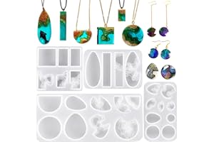 ZQYSING 4 Pack Island Resin Pendant Molds, Pendant Silicone Molds Jewelry Resin Casting Molds for Earrings Necklace Keychains Uv Resin Ocean Style Epoxy