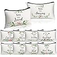 Hillban 10 Pcs Christian Cosmetic Bag for Women International Women's Day Pouch Bible Verse Canvas Makeup Bag Mother's Day Inspirational Employee Appreciation Gifts(Classic,White)