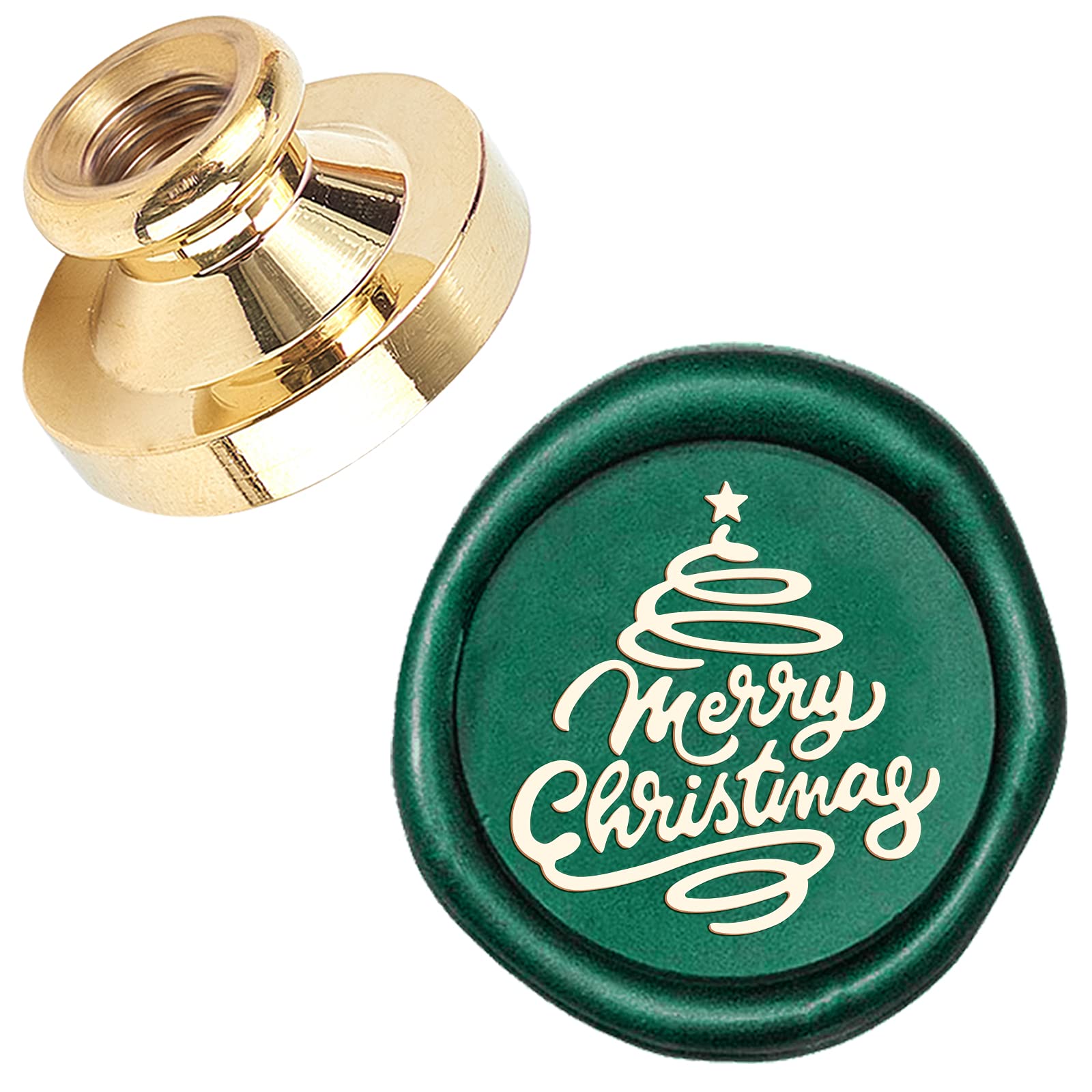 CRASPIRE Merry Christmas Sealing Wax Stamp Christmas Tree Star X'MAS EVE 25mm Replaceable Wax Seal Stamp Brass Head for Invitations Envelope Cards