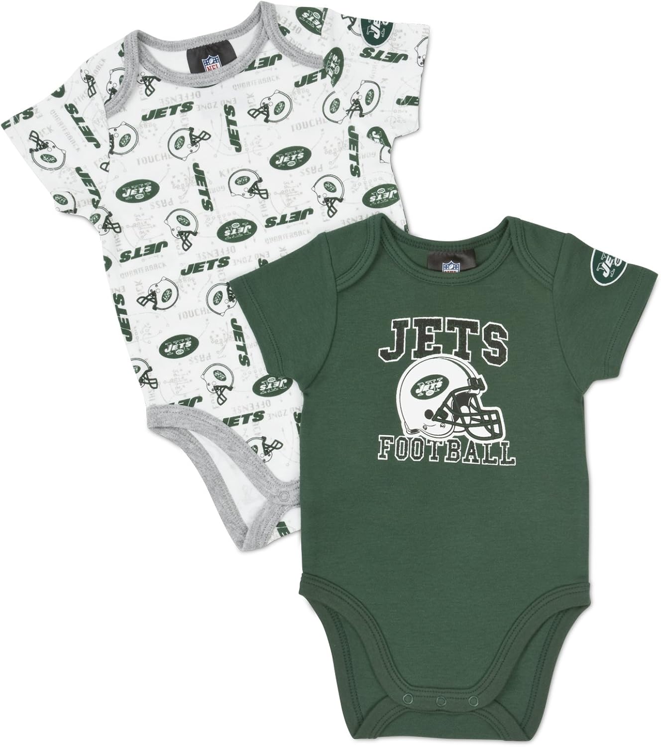 NFL New York Jets Short Sleeve Infant Bodysuit, Pack of 2 Football Apparel Clothing